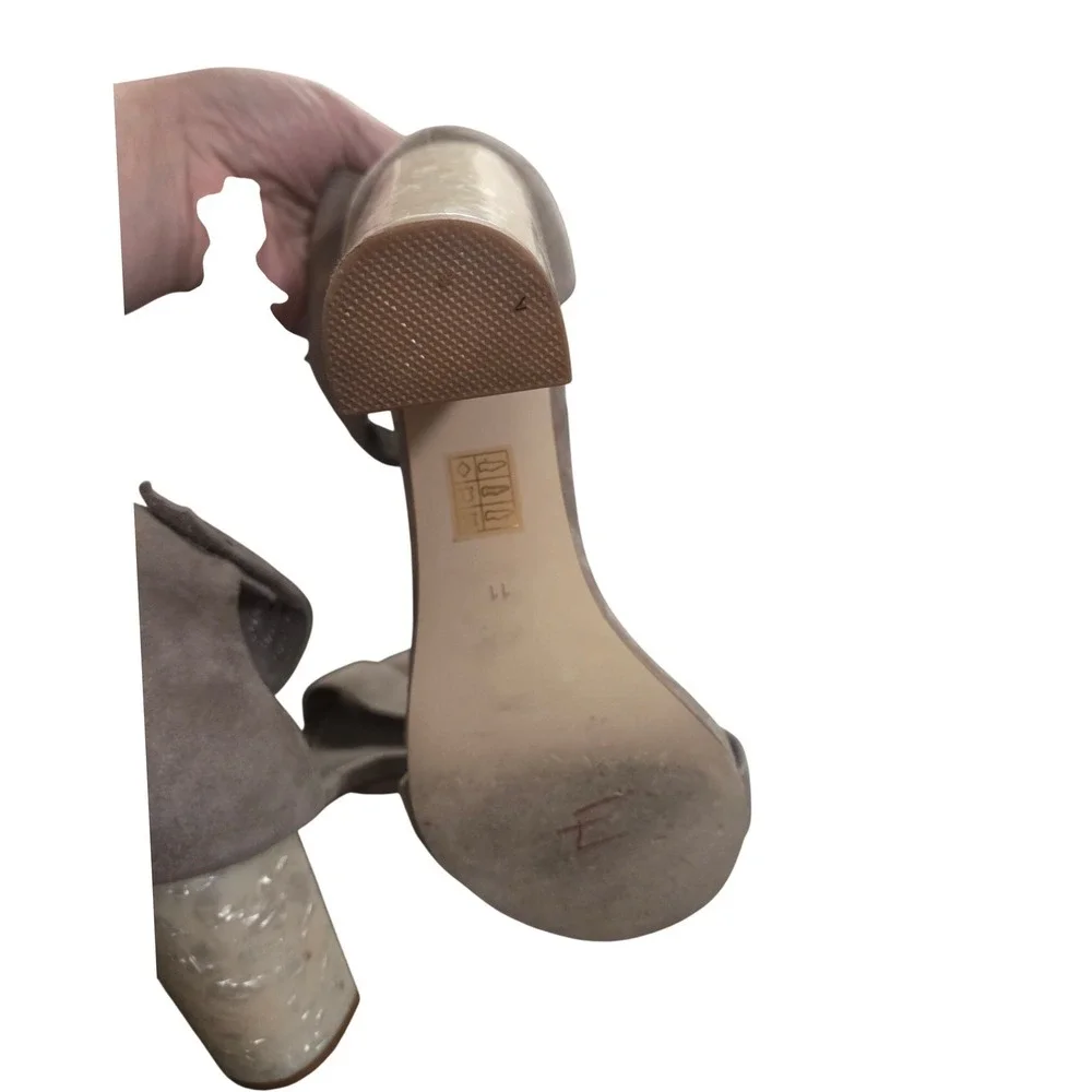 Jeffrey Campbell Suede Block Heel Ankle Strap Sandals‎ Taupe Women US 11
